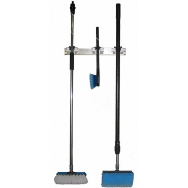 Rail inox à supports pour les balais et raclettes