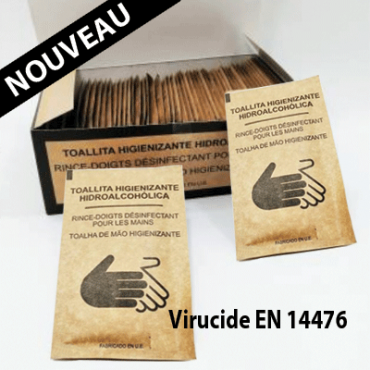 Lingette individuelle désinfectante 100% bio - Virucide EN 14476 Lingette individuelle désinfectante 100% bio - Virucide EN 14476
