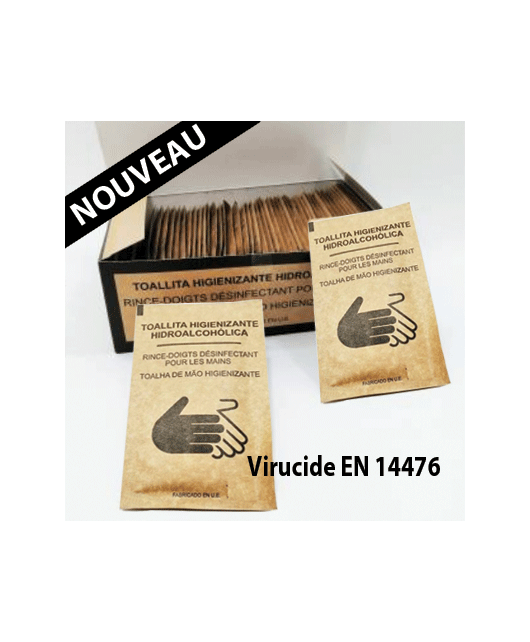 Lingette individuelle désinfectante 100% bio - Virucide EN 14476 Lingette individuelle désinfectante 100% bio - Virucide EN 14476