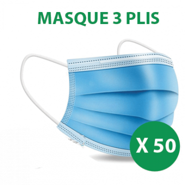 Masque à usage médical 3 plis - bleu - type II R Masque à usage médical 3 plis - bleu - type II R