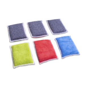 Eponge grattante bi-faces Bleu/Rose/Vert/Gris - lot de 3 Eponge grattante bi-faces Bleu/Rose/Vert/Gris - lot de 3