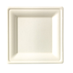 Assiettes carrées en fibre de canne compostables