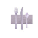 Kit couverts réutilisable cristal luxe 4 en 1 : couteau, fourchette, cuillère à dessert et serviette