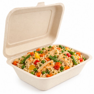 Barquette repas 600 ml en fibre de canne compostable