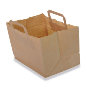 Sac cabas kraft brun à poignées plates