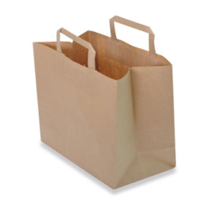 Sac cabas kraft brun à poignées plates